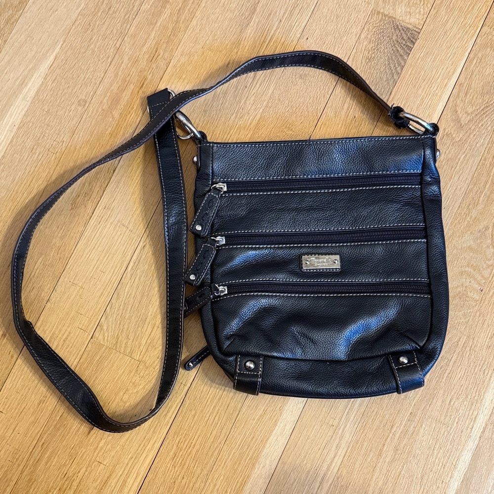 Tignanello Black Leather Crossbody Bag